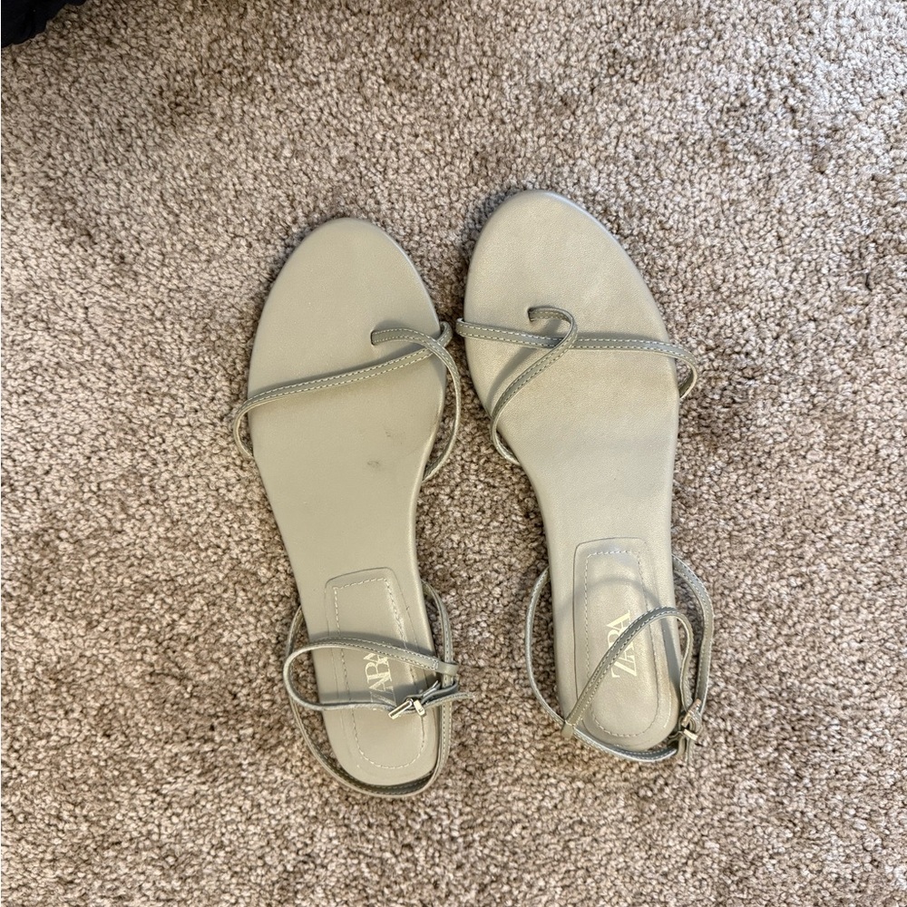 Green Zara leather sandals